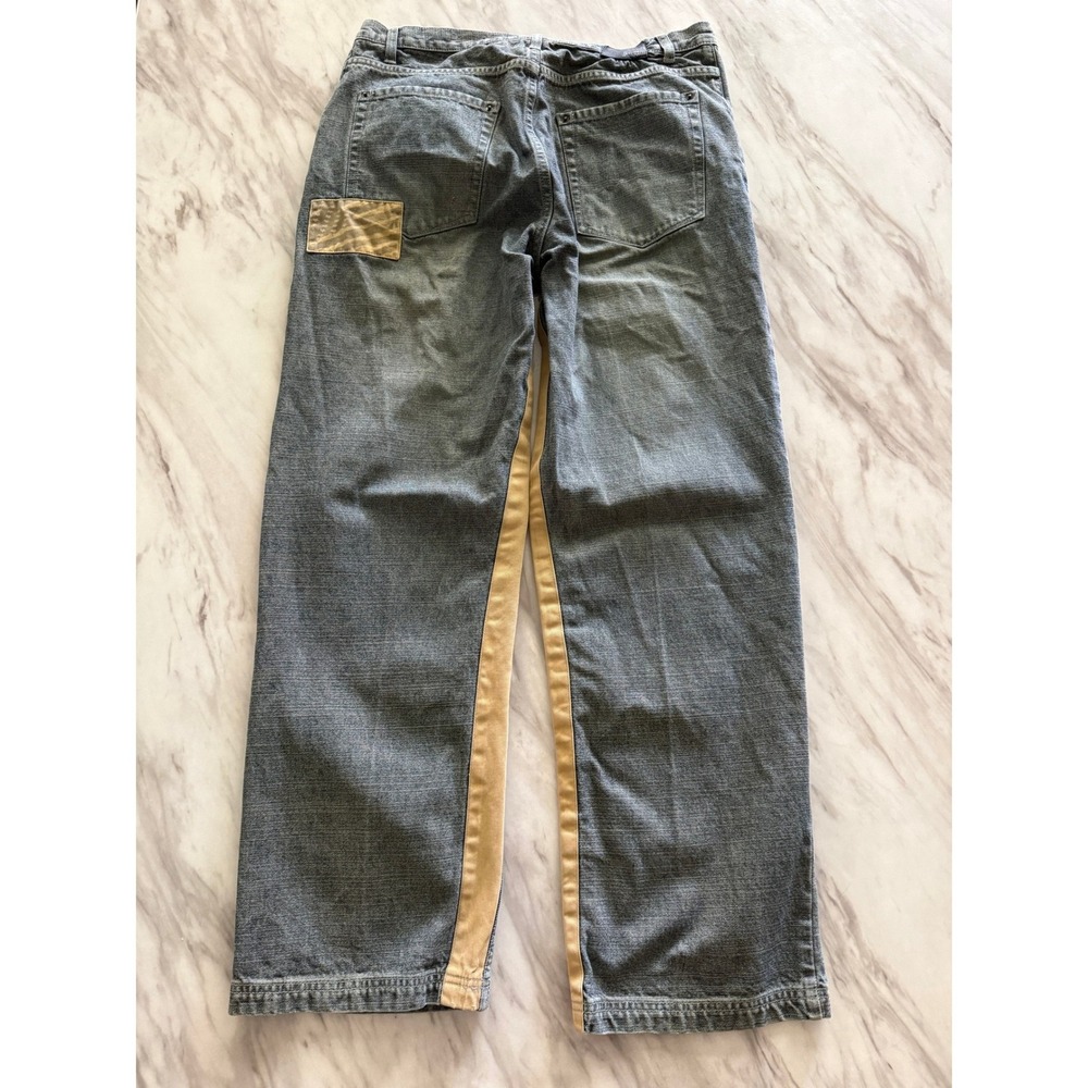 Sean John Vintage Baggy Jeans Gray Blue Tan Contrast Panel Star Patch Mens 36 - Picture 2 of 11